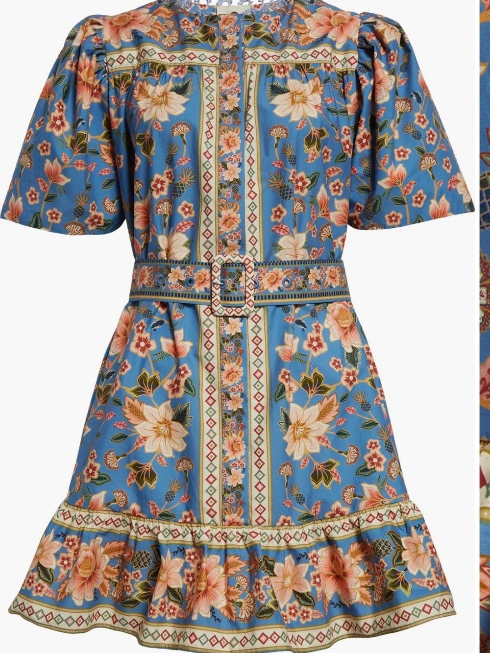 FARM Rio Powder Blue Floral Belted Mini Dress - Picture 3 of 5